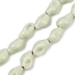 Аквамарин Фарфоровые бусины ручной работы серии «Океан», раковина, аквамарин, 15~16x9~10x6~7.5 мм, отверстие : 2 мм, около 25 шт / нитка, 14.17'' (36 см)