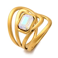 Хрусталь AB 304 из нержавеющей стали горный хрусталь палец кольца, широкая полоса кольца, хрусталь AB, 23 мм, внутренний диаметр: 17 мм