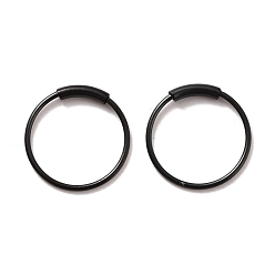 Electrophoresis Black 304 Stainless Steel Hoop Earrings, Round, Electrophoresis Black, 9.5x0.5mm, Pin: 0.5mm