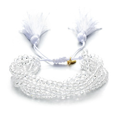 Прозрачный Браслеты из граненых стеклянных бусин, регулируемые плетеные многорядные браслеты с кисточками для женщин, прозрачные