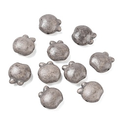 Dark Gray Vintage Handmade Porcelain Beads, Fancy Antique Glazed Porcelain, Apple, Dark Gray, 15.5x15x8mm, Hole: 1.6mm