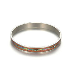 inner diameter 55MM Titanium Steel Closed Bracelet Hand Jewelry - Acacia Wood Abalone Titanium Steel Bracelet