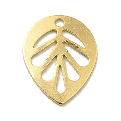 Real 24K Gold Plated Brass Pendants, Long-Lasting Plated, Cadmium Free & Lead Free, Leaf, Real 24K Gold Plated, 13.5x10.5x0.5mm, Hole: 1.2mm