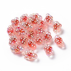 Red UV Plating Rainbow Iridescent Acrylic Beads, Two Tone, Grape, Red, 25x16x14mm, Hole: 3.7mm