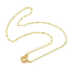 Golden Brass Figaro Chain & Paperclip Chain Necklaces with Spring Ring Clasps, Golden, 17.32 inch(44cm)
