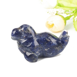 Sodalite Natural Sodalite Carved Healing Sea Dog Figurines, Reiki Energy Stone Display Decorations, 50.8mm