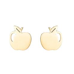 golden Cute Mini Cherry Apple Earrings Stainless Steel Fruit Jewelry Sweet Accessories
