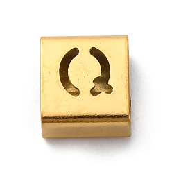 Letter Q Ионное покрытие (ip) 304 квадратные подвески-слайдеры из нержавеющей стали, золотые, Буква Q, 9x8x4 мм, отверстие : 3.5x8.5 мм