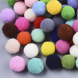 Mixed Color DIY Doll Craft Polyester High-elastic Pom Pom Ball, Round, Mixed Color, 13~14mm, about 170pcs/bag