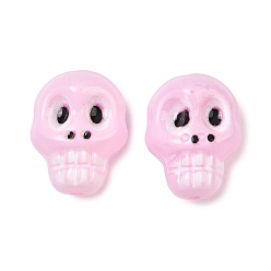 Pink Bedruckte Backfarbe, undurchsichtige Glasperlen, Schädel, rosa, 20x15x13 mm, Bohrung: 1.6 mm