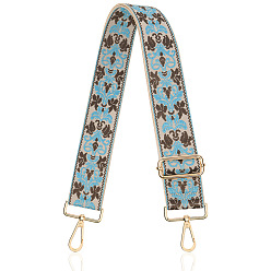 Sky Blue Ethnic Style Embroidered Adjustable Strap Accessory, Sky Blue, 130x5cm