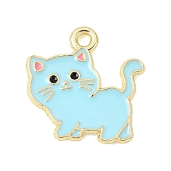 Cat Shape Подвески из эмали и сплава, золотые, животная тема, подвески в форме кошки, 19x18.5x1 мм, отверстие : 1.5 мм