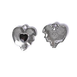 Сердце Подвески из эмали и сплава, платина, сердце, 18.5x17 мм, отверстие : 2 мм