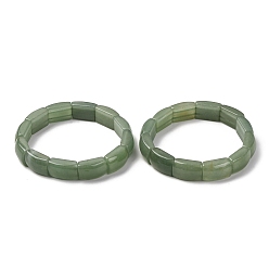 Зеленый Авантюрин Эластичные браслеты из натуральных зеленых авантюриновых бусин для женщин и мужчин, бамбук, внутренний диаметр: 2-3/8 дюйм (6.15 см), бусина : 10.5~11x16.5~17.5x6.5~7 mm