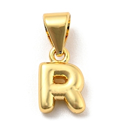 Letter R Brass Charms, Real 18K Gold Plated, Long-Lasting Plated, Lead Free & Cadmium Free, Letter Charm, Letter R, 9x6x2.5mm, Hole: 5x3.5mm