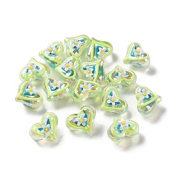Champagne Yellow Valentine's Day Transparent Acrylic Beads, with Enamel, Heart, Champagne Yellow, 16x20~21x12~13mm, Hole: 1.5~1.6mm
