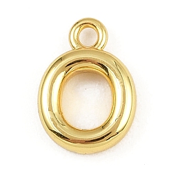 Letter O Латунь прелести, стойки покрытие, долговечный, без кадмия и без свинца, реальный 18 k позолоченный, Письмо O, 9x6.5x2 мм, отверстие : 1.2 мм