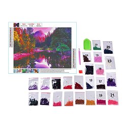 Tree DIY 5D Forest Pattern Canvas Diamond Painting Kits, with Resin Rhinestones, Sticky Pen, Tray Plate, Glue Clay, for Home Wall Decor Full Drill Diamond Art Gift, Tree Pattern, 29.7x40x0.03cm