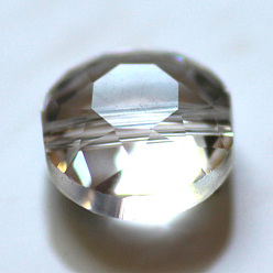 Clear Imitation Austrian Crystal Beads, Grade AAA, Faceted, Flat Round, Clear, 12x6.5mm, hole: 0.9~1mm