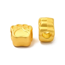 Matte Gold Color Rack Plating Alloy European Beads, Large Hole Beads, Dog Paw Prints, Matte Gold Color, 11x10.5x7.5mm, Hole: 4mm