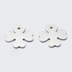 Silver 925 Sterling Silver Charms, Clover, with S925 Stamp, Silver, 10x10x0.8mm, Hole: 1mm
