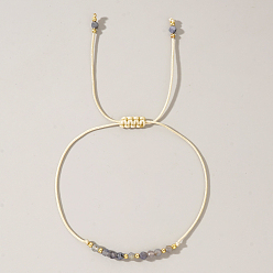 Tanzanita Pulseras de cuentas trenzadas con piedras de nacimiento naturales para mujer, tanzanita, con granos de cobre amarillo, diámetro interior: 11 pulgada (28 cm)
