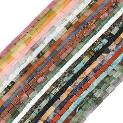 Смешанные камни Натуральные и синтетические, смешанные драгоценный камень бисер пряди, кубоид, смешанные окрашенные и неокрашенные, 4x2.5x2.5 мм, отверстие : 1 мм, около 85 шт / нитка, 14.96 дюйм (38 см)