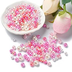 Ярко-Розовый 5 цвет абс пластмассовый имитационный жемчуг бисер, круглые, ярко-розовый, 5~8x5~8 мм, отверстие : 1.5~2.3 мм