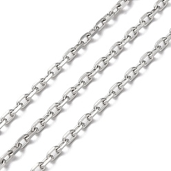 Stainless Steel Color 304 Stainless Steel Faceted Cable Chains, Soldered, with Spool, Stainless Steel Color, 3x2x0.5mm, about 32.81 Feet(10m)/Roll