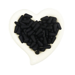 Черный Гофрированные каплевидные пищевые экологически чистые силиконовые бусины, жевательные бусины для чайников, DIY уход за ожерельем, чёрные, 22x10 мм, отверстие : 3 мм