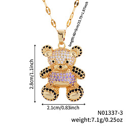 Лиловый Милые мультяшные латунные кубические циркониевые медвежьи подвески на праздники, золотые, сирень, 15.75 дюйм (40 см)