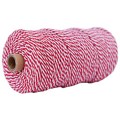 FireBrick 100M Bicolor Round Cotton Cord, for Gift Wrapping, DIY Craft, FireBrick, 3mm, about 109.36 Yards(100m)/Roll