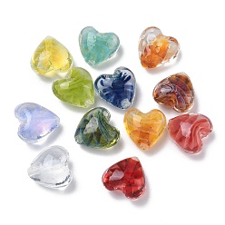 (52) Непрозрачная лаванда Бусины лэмпворк , сердце, разноцветные, 15.5x16x9.5 мм, отверстие : 1.8 мм