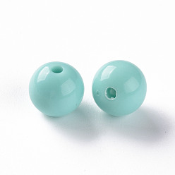 Pale Turquoise Opaque Acrylic Beads, Round, Pale Turquoise, 12x11mm, Hole: 1.8mm, about 566pcs/500g