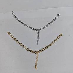 Платиновый & Золотой 2шт. латунный конец с цепями, Сплав с застежками когтя омара, платиной и золотом, 190 мм