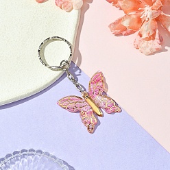 Орхидея Акриловый брелок, с железной фурнитурой, бабочка, сиреневые, 7.3 см