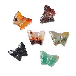 Mixed Stone Natural Mixed Gemstone & Agate Beads, Butterfly, 25~29.5x34~38.5x4~5.5mm, Hole: 0.7~0.8mm