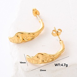 Золотой Серьги-гвоздики из нержавеющей стали с подвесками-складочками, золотые, 26x10 мм