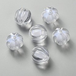 Clear Transparent Acrylic Beads, Bead in Bead, Round, Pumpkin, Clear, 14mm, Hole: 2mm, about 390pcs/500g