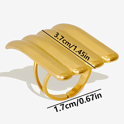 Настоящее золото 18K 304 из нержавеющей стали Манжета кольца для женщин, прямоугольные, реальный 18 k позолоченный, 37 мм, внутренний диаметр: 17 мм