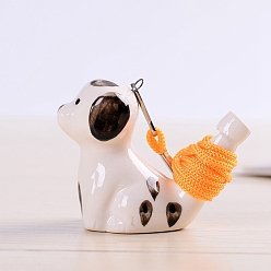 Dog Porcelain Whistles, with Polyester Cord, Whistles Toys for Kids Birthday Gift, Dog Pattern, 72x38x55mm