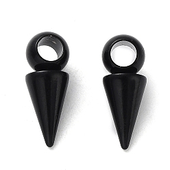 Black 304 Stainless Steel Pendants, Cone Charm, Black, 16x6mm, Hole: 3.2mm