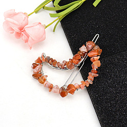 Красный Агат Заколки для волос из сплава, с сердоликом, аксессуары для волос для женщин и девочек, луна, 57x45 мм