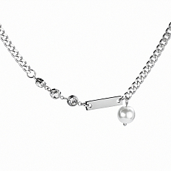 Нержавеющая Сталь Цвет Модные 304 круглые подвески из нержавеющей стали и искусственного жемчуга для повседневной носки у женщин, цвет нержавеющей стали