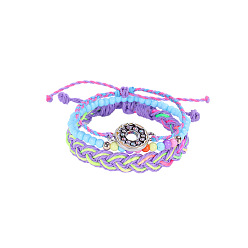 Donut Colorful Candy Beaded Bracelet Set with Alloy Pendants - 3 Piece Jewelry Collection