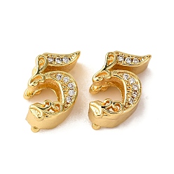 Золотой Латунные микро проложить кубического циркония бусы, число, без кадмия и без свинца, золотые, 11x7.5x6 мм, отверстие : 5x2 мм