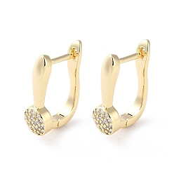 Real 18K Gold Plated Brass Micro Pave Cubic Zirconia Hoop Earrings, Flat Round, Real 18K Gold Plated, 16x6mm