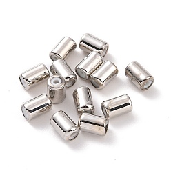 Platinum Brass Beads, with Rubber, Slider Beads, Stopper Beads, Column, Platinum, 8x5mm, Hole: 2mm