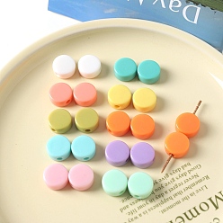Mixed Color Opaque Acrylic European Beads, Large Hole Beads, Flat Round, Mixed Color, 16.6x8.4mm, Hole: 4mm, about 280pcs/bag