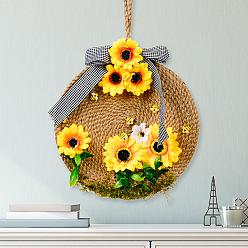 Colorful 3D Creative Artificial Flower Wall Decoration, with Hemp Rope, Colorful, 460mm